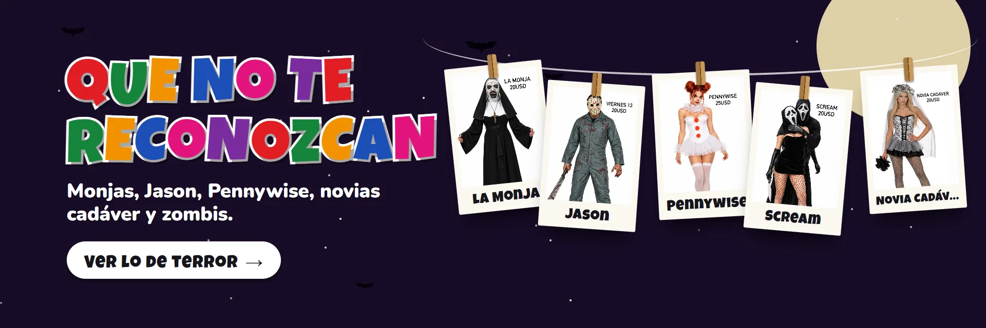 Que no te reconozcan: monjas, Jason, Pennywise, novias cadáver y zombis. Ver lo de terror.